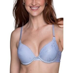 Vanity Fair Ego Boost Push Up Bra, Underwire Faded Denim Jacquard 36C